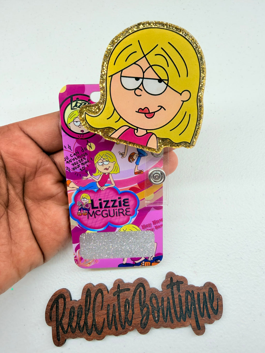 90s Cartoon Girl Badge Reel Buddy Set | Nostalgic Retractable ID Badge Holder