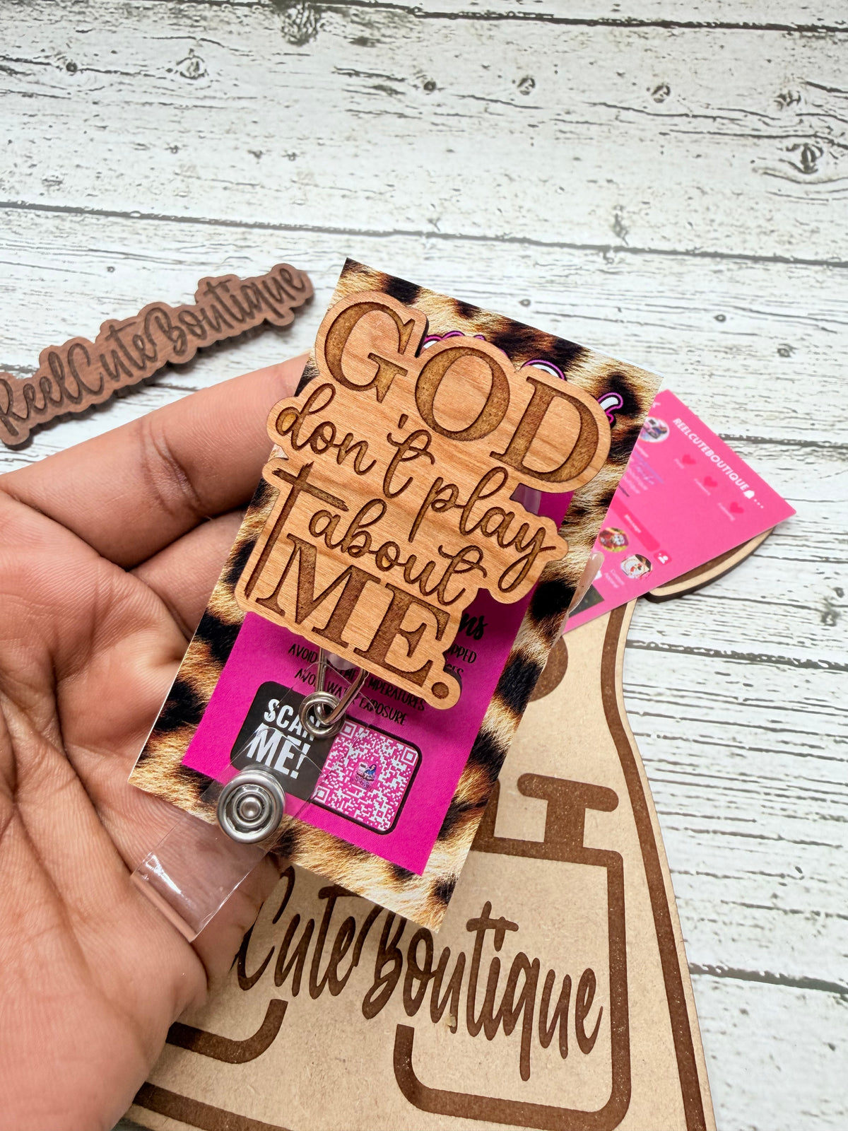 Funny & Motivational Healthcare Quote Badge Reel | Wooden Nurse & Medical ID Badge Holder