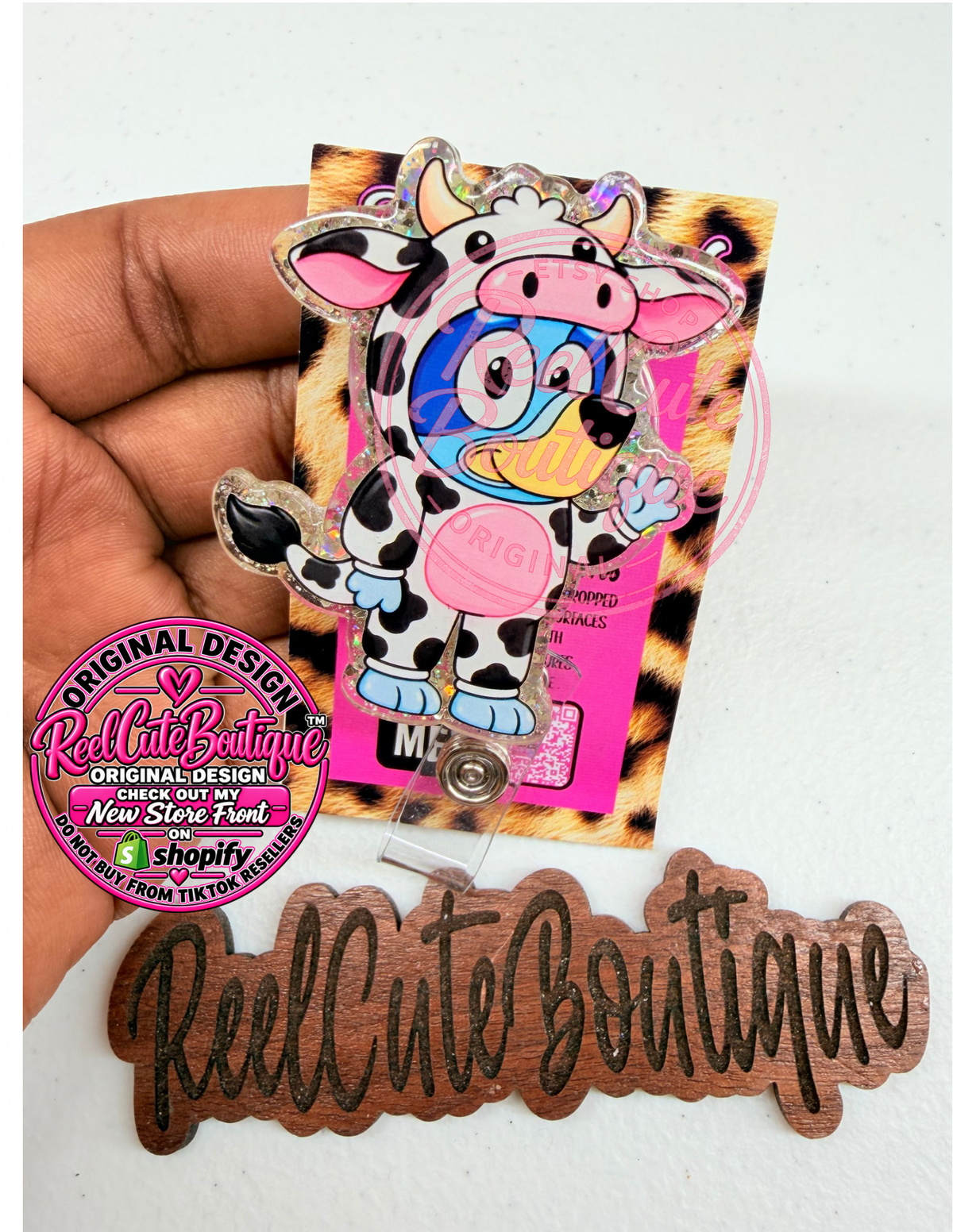 Made-to-Order Puppy Acrylic Badge Reel | Glitter Backed Interchangeable ID Badge Holder | ReelCuteBoutique Original Design