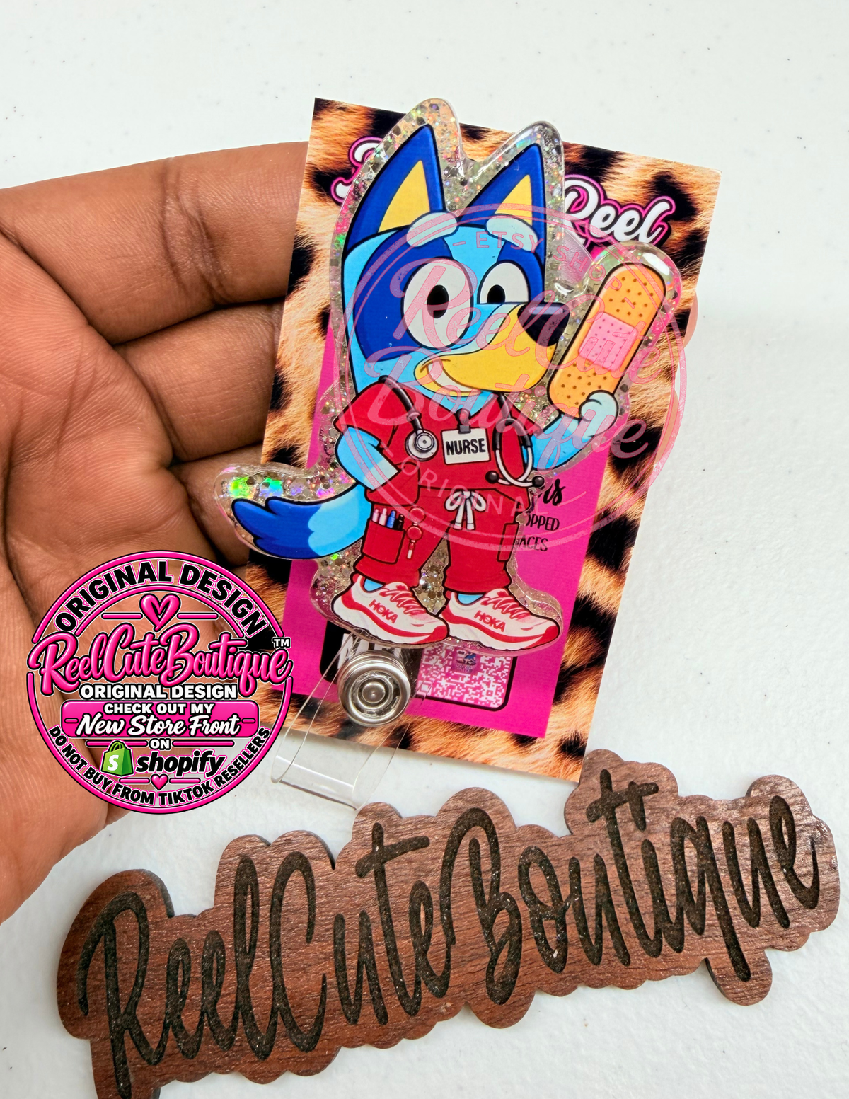 Made-to-Order Puppy Acrylic Badge Reel | Glitter Backed Interchangeable ID Badge Holder | ReelCuteBoutique Original Design