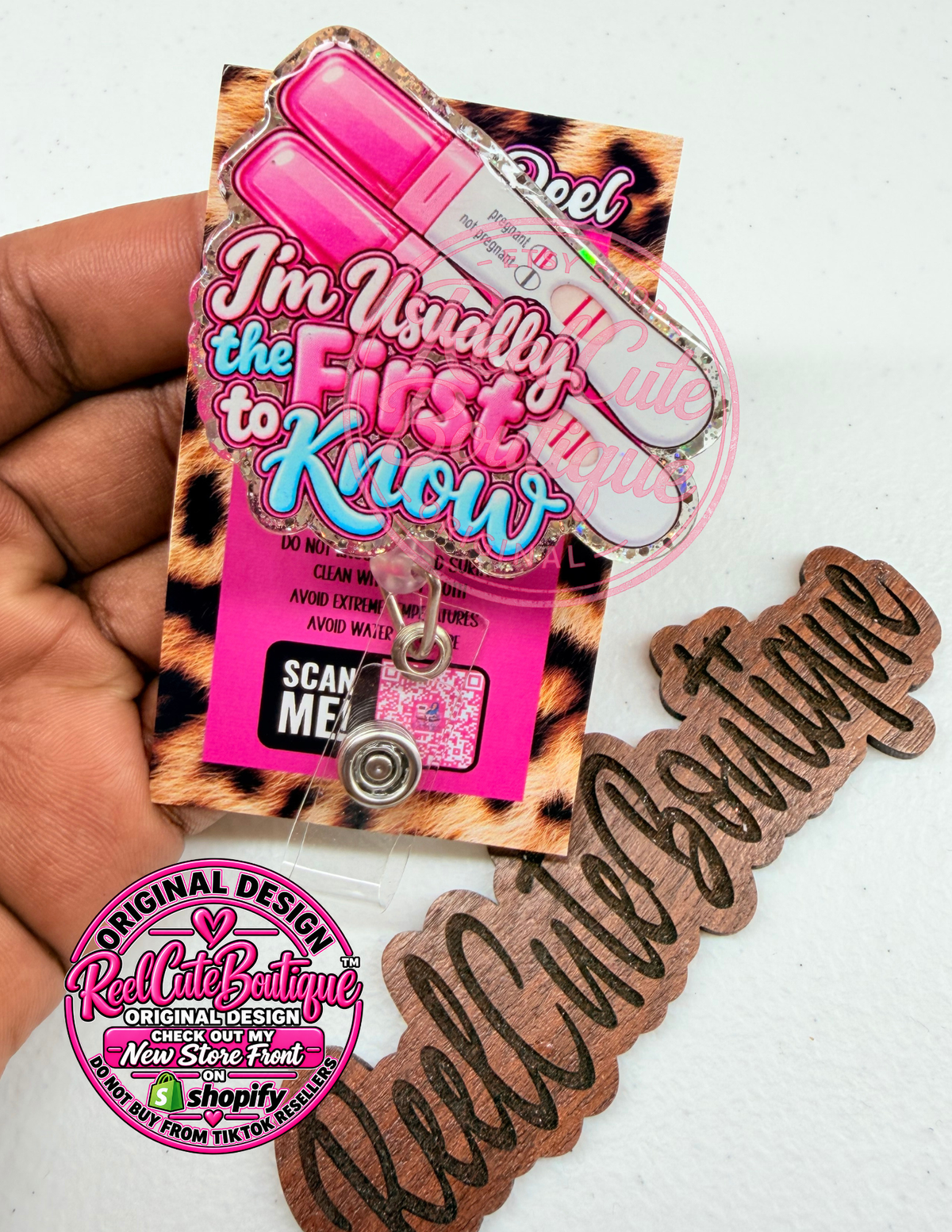 First to Know Acrylic Badge Reel | Glitter Backed ID Badge Holder | ReelCuteBoutique Original Design Mother Baby Womens Clinic Nurse