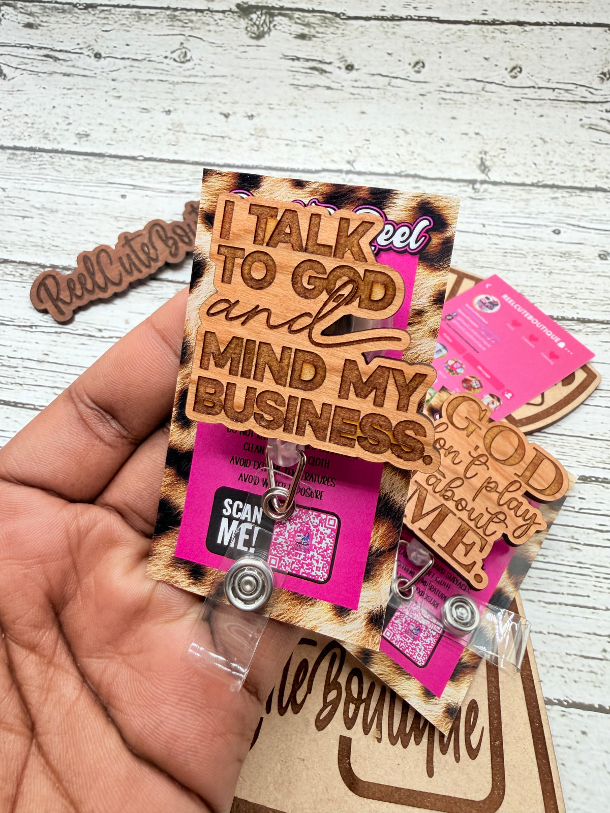 Funny & Motivational Healthcare Quote Badge Reel | Wooden Nurse & Medical ID Badge Holder