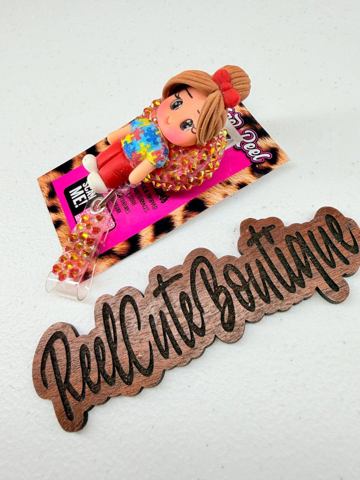 Clay Healthcare Girl Badge Reel | Rhinestone ID Badge Holder | Personalized Badge Reel