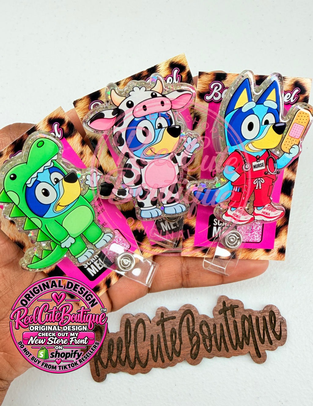 Made-to-Order Puppy Acrylic Badge Reel | Glitter Backed Interchangeable ID Badge Holder | ReelCuteBoutique Original Design