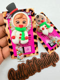 Clay Christmas Baby BELT Clip Badge Reel | Blue Baby ID Badge Holder | Cute Character Badge Reel
