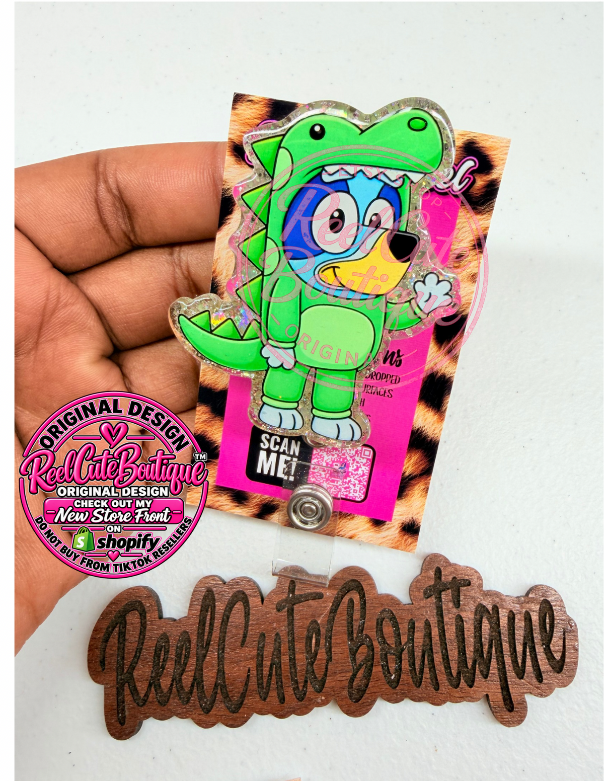 Made-to-Order Puppy Acrylic Badge Reel | Glitter Backed Interchangeable ID Badge Holder | ReelCuteBoutique Original Design