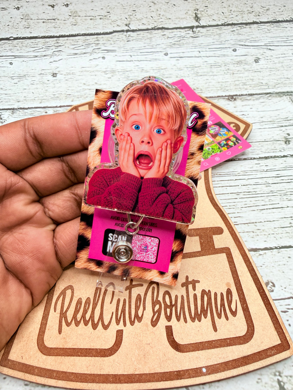 Funny Shocked Face Badge Reel | Holiday Movie Inspired Retractable ID Holder