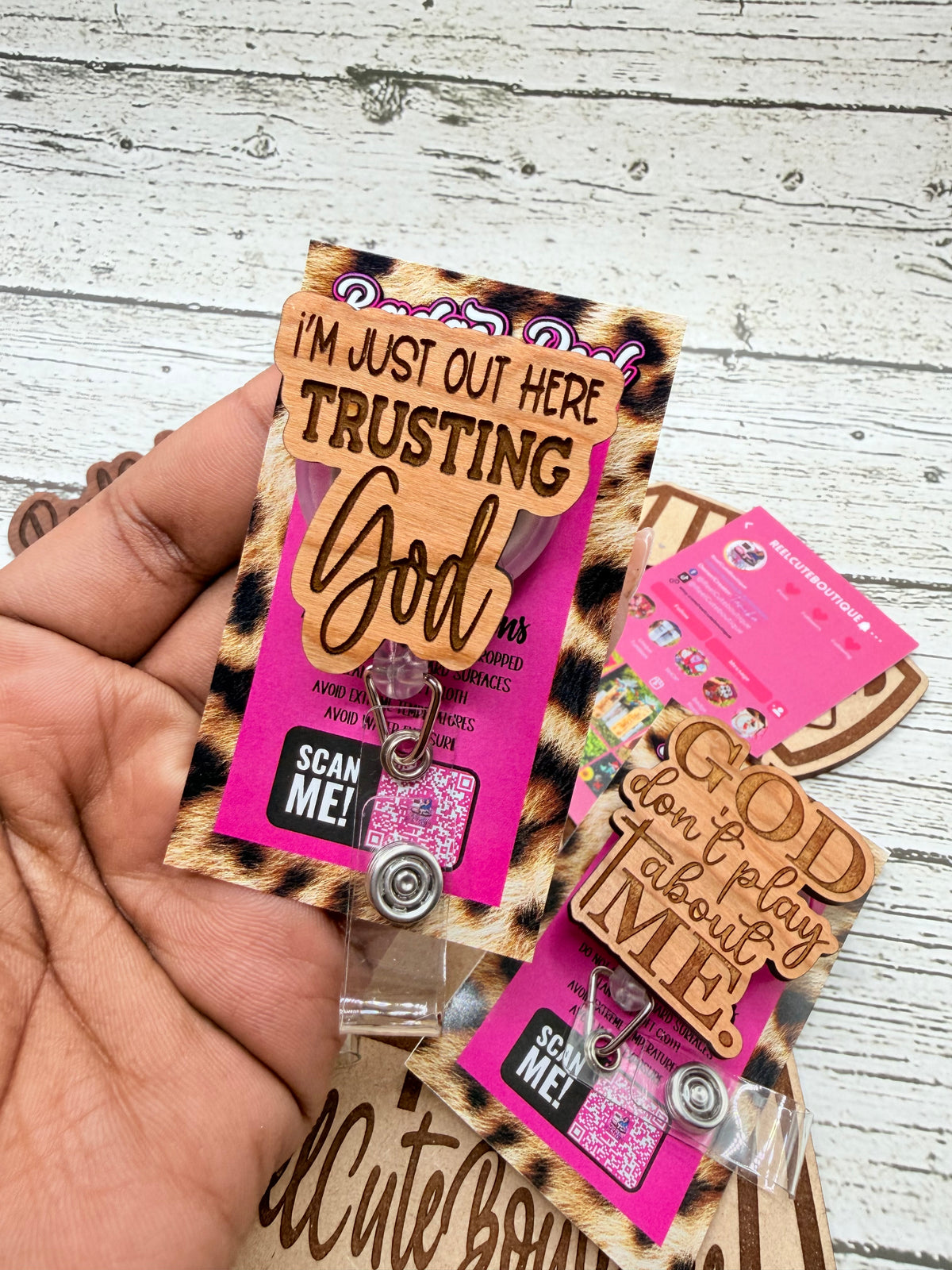 Funny & Motivational Healthcare Quote Badge Reel | Wooden Nurse & Medical ID Badge Holder