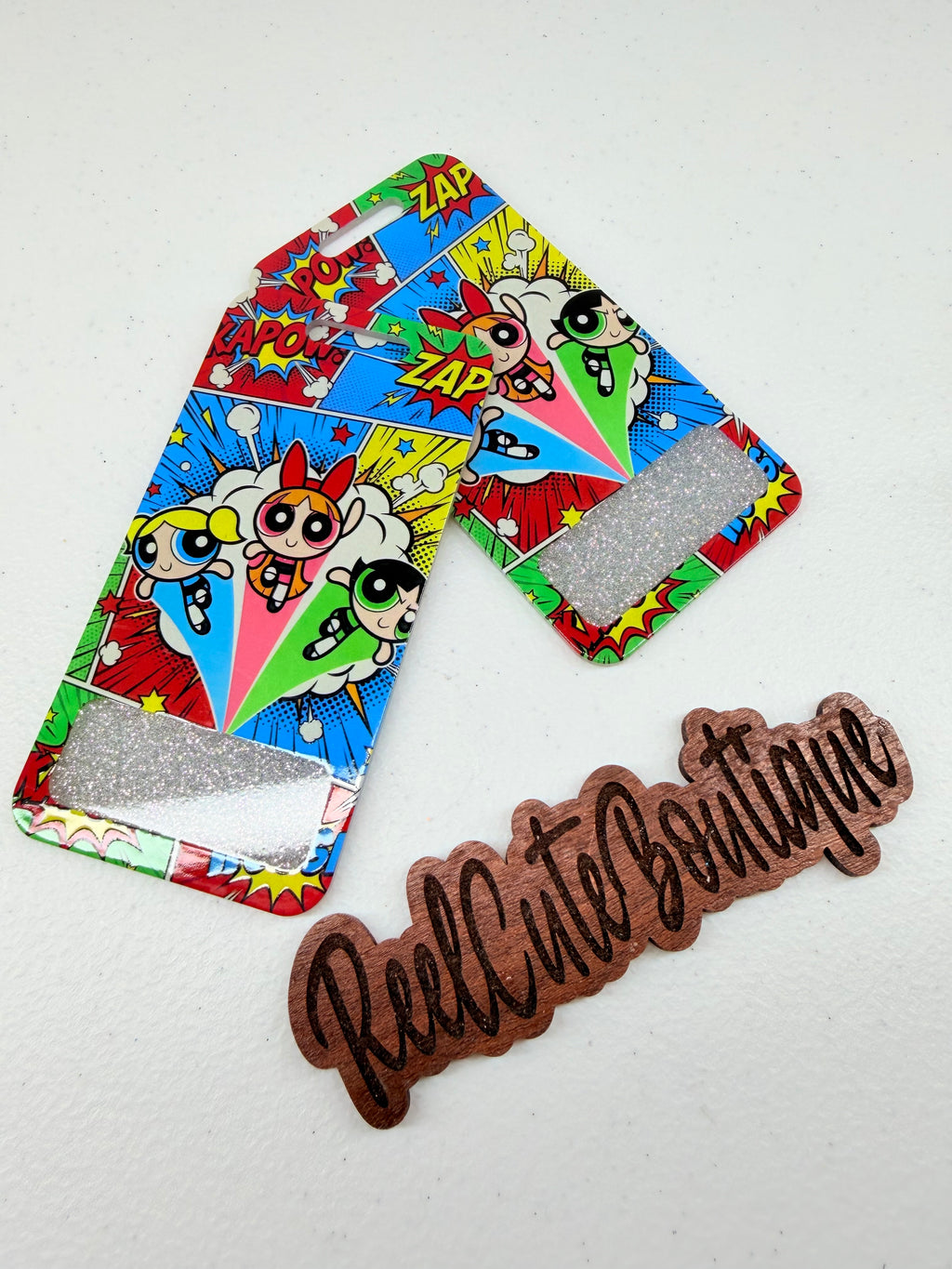 Team Girl Vertical Glitter Acrylic Badge Buddy | Retro 2000s ID Badge Backer | Standard Size