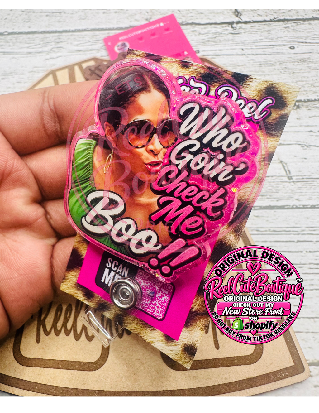 Who Goin Check Me Boo! Healthcare Badge Reel | Nurse & Medical Retractable ID Badge Holder