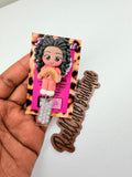 Coral Rainbow Clay Girl Badge Reel | Cute Character ID Badge Holder | Rhinestone Badge Reel