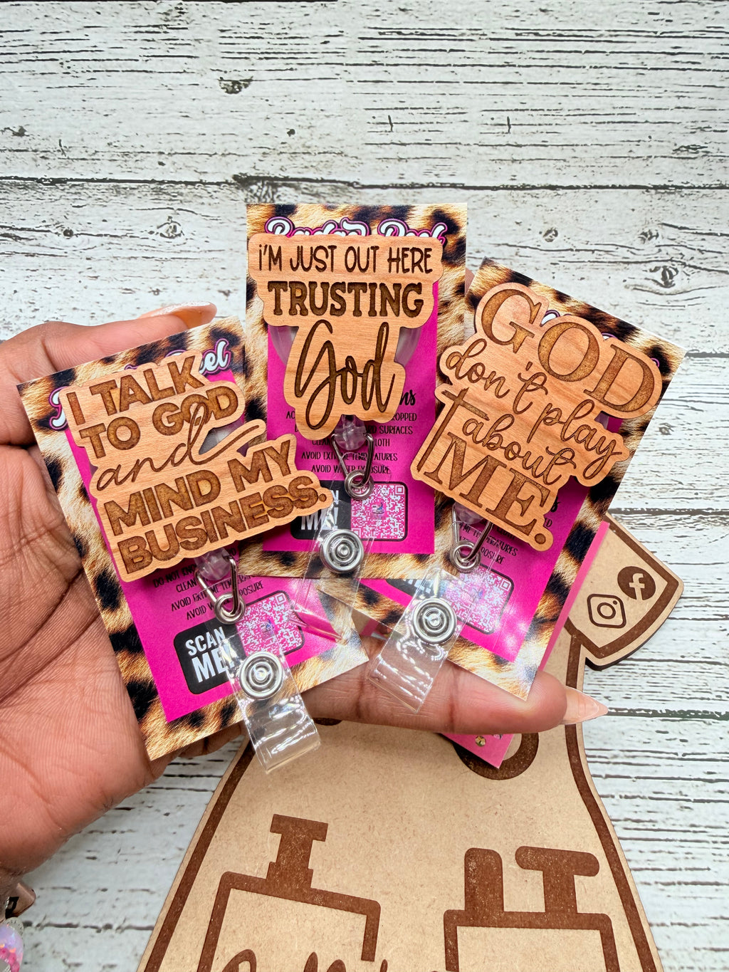 Funny & Motivational Healthcare Quote Badge Reel | Wooden Nurse & Medical ID Badge Holder