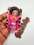 Pink Rainbow Clay Girl Badge Reel | Cute Character ID Badge Holder | Rhinestone Badge Reel