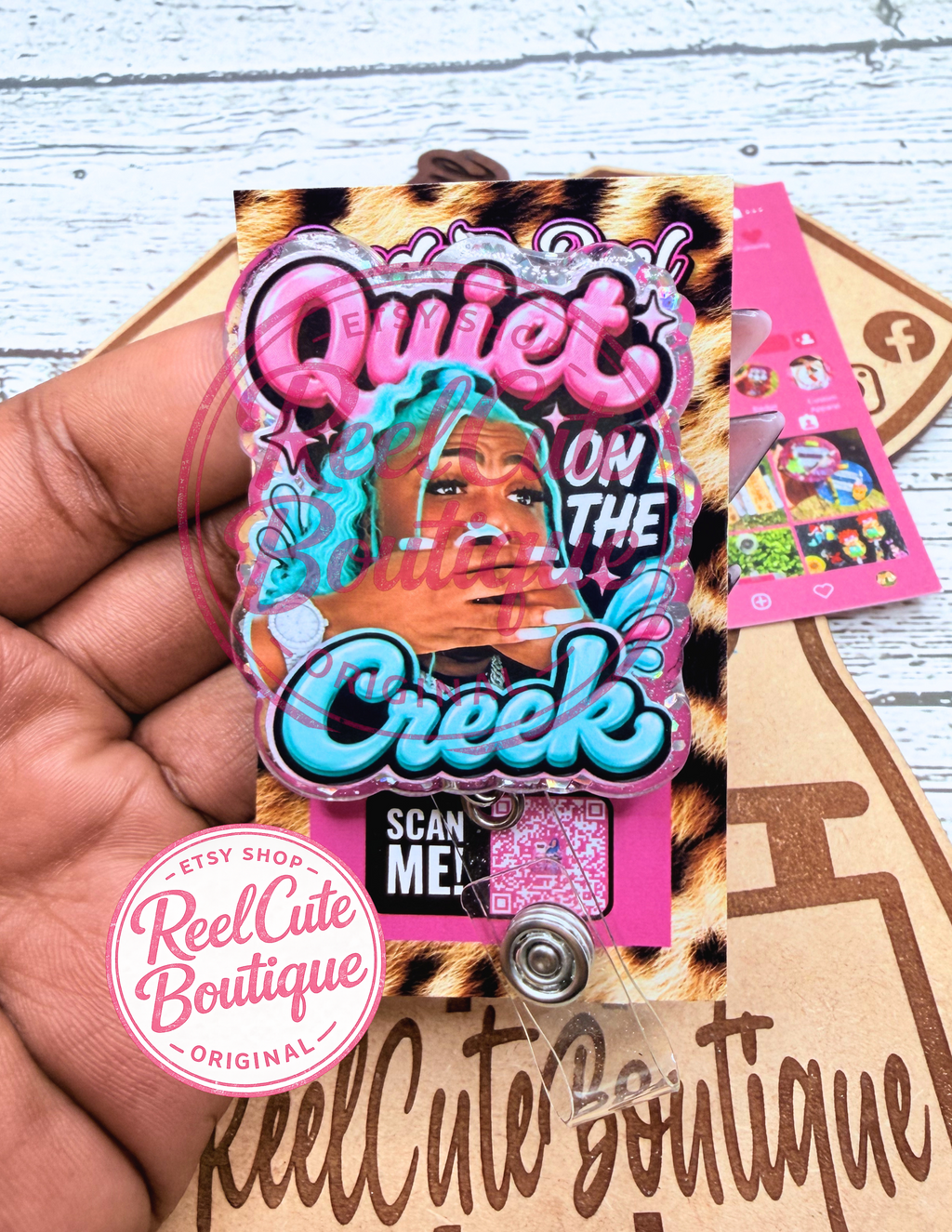 Quiet On The Creek Funny Badge Reel | Sassy Retractable ID Badge Holder