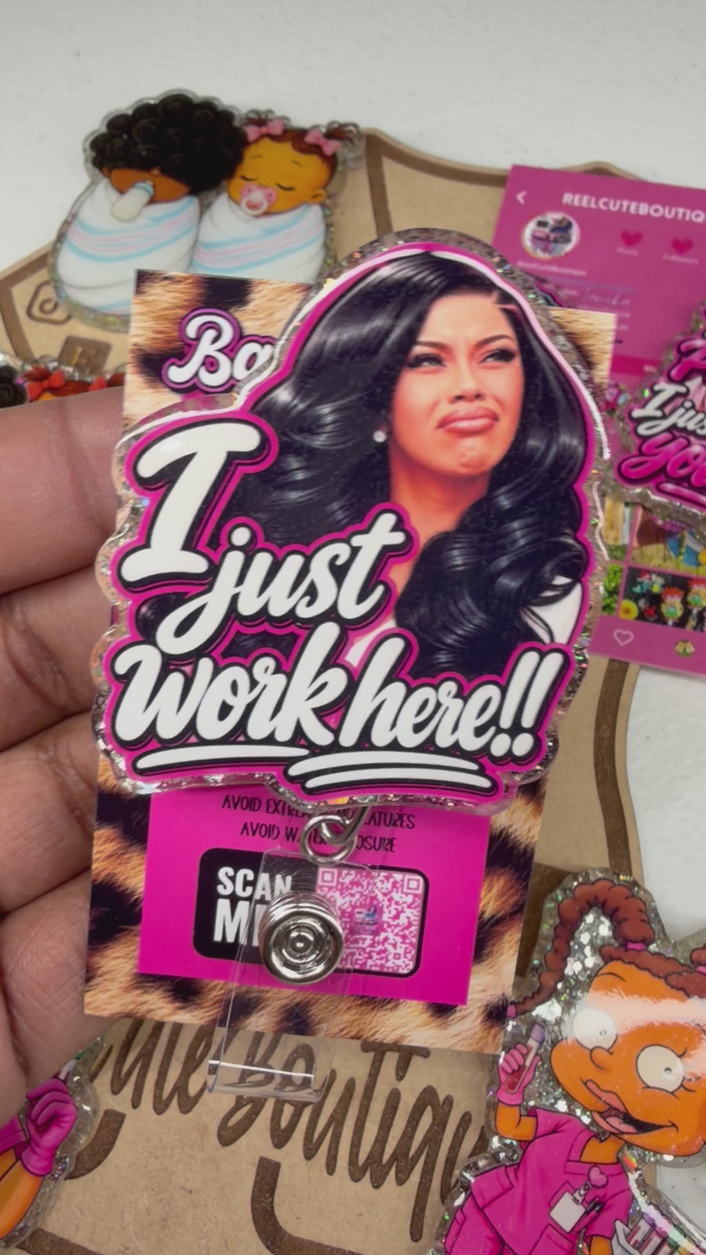 I Just Work Here!! Funny Sarcastic Badge Reel | Retractable ID Holder