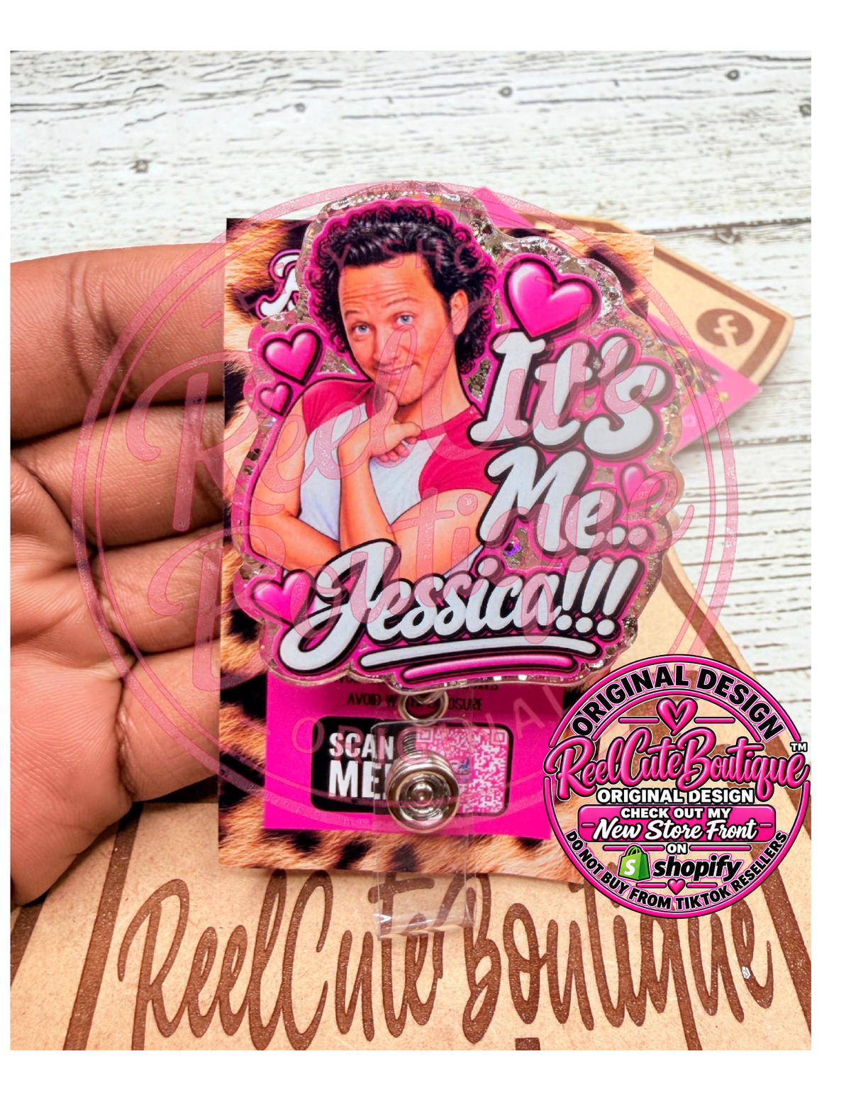 It’s Me Jessica! Funny Badge Reel | Retractable ID Badge Holder