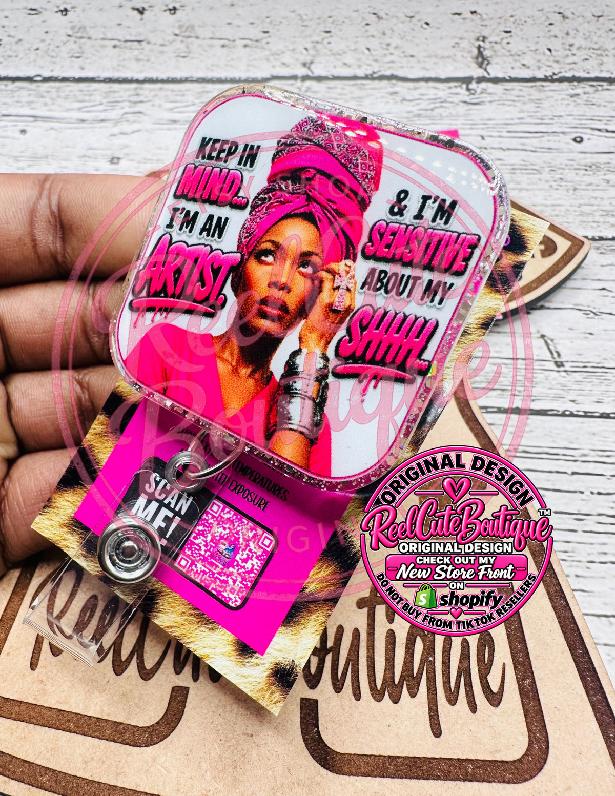 Keep in Mind I’m an Artist Badge Reel | Sensitive About My Sh*t Acrylic ID Holder | Funny Sassy Badge Reel