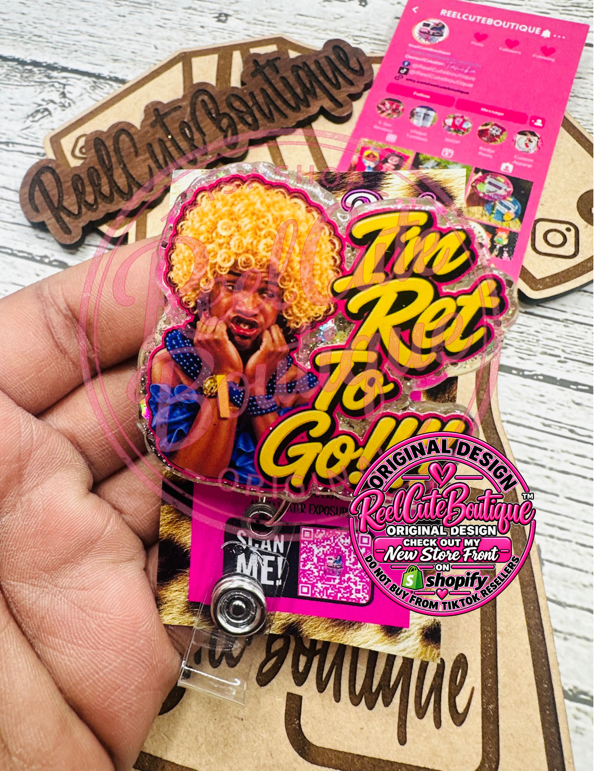 The Ret To Go Badge Reel | Funny Nostalgic Retractable ID Badge Holder | Statement Badge Reel