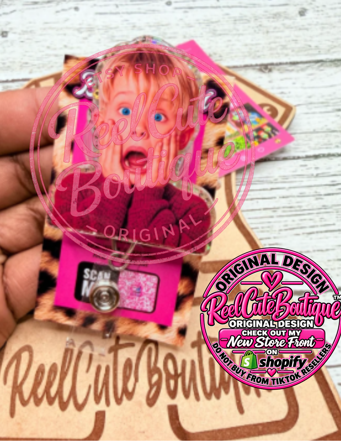 Funny Shocked Face Badge Reel | Holiday Movie Inspired Retractable ID Holder