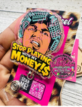 Stop Playing With My Money Badge Reel | Funny Money Quote Acrylic Badge Reel | Sassy Retractable ID Badge Holder | Work Humor Badge Reel