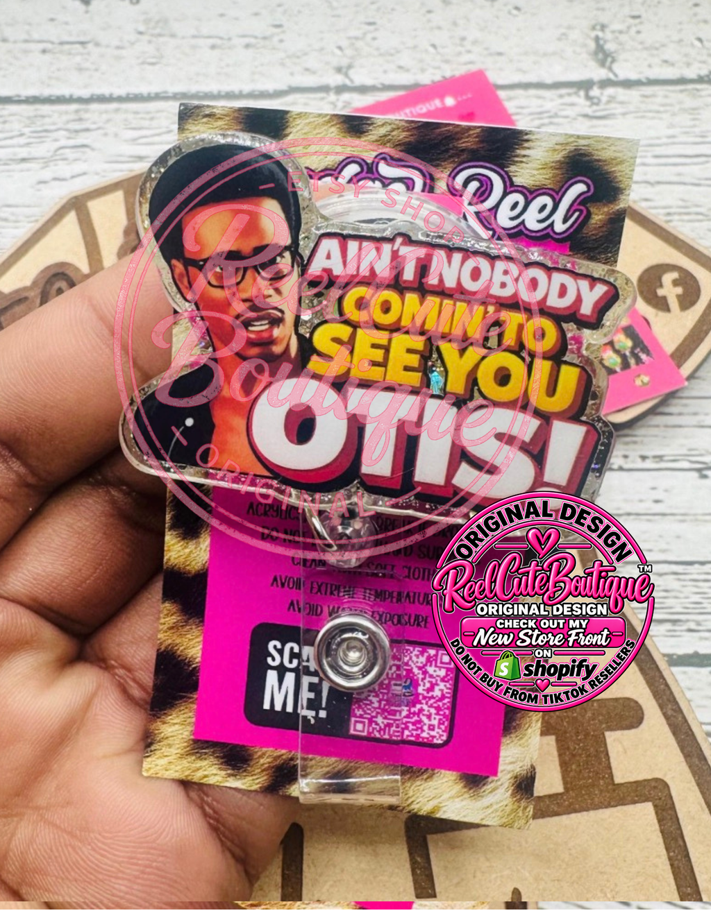 Ain’t Nobody Coming to See You Otis Badge Reel | Funny Movie Quote Acrylic Badge Reel | Retractable ID Badge Holder | Work Humor Badge Reel