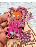 90s Cartoon Phlebotomist Badge Reel | Pink Scrubs Healthcare ID Badge Holder